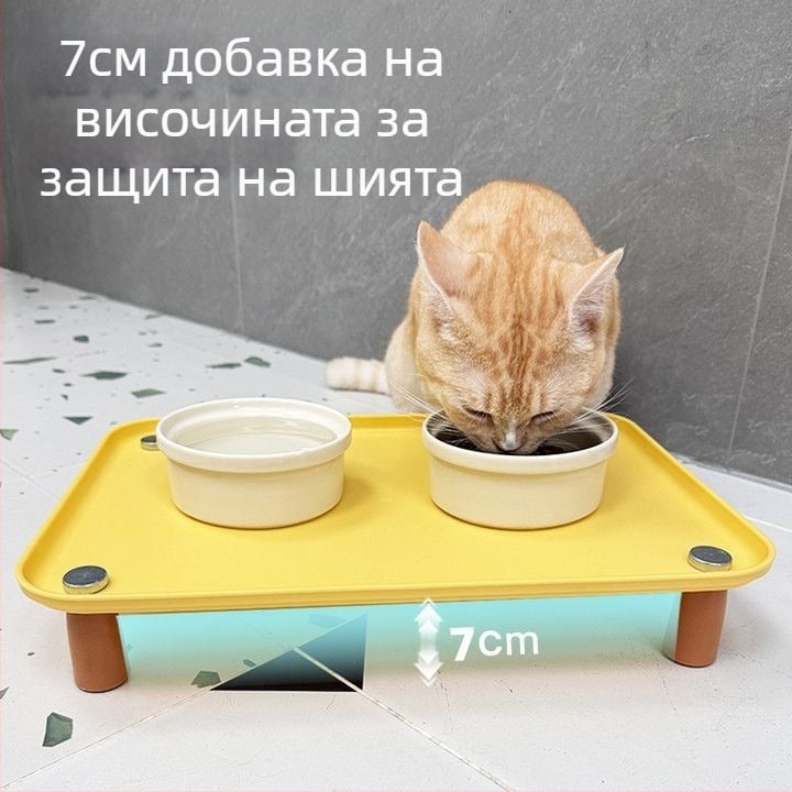 Подложка за хранене на котки с повдигната стойка – ABS материал; марка Buckwheat; за котки; принадлежности за хранене на домашни любимци (Материал: ABS; Марка: Buckwheat; За: котки; Категория: принадлежности за хранване на домашни любимци)