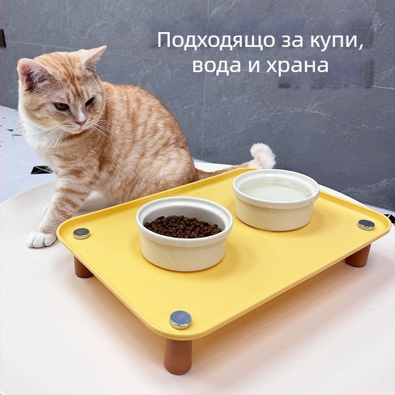 Подложка за хранене на котки с повдигната стойка – ABS материал; марка Buckwheat; за котки; принадлежности за хранене на домашни любимци (Материал: ABS; Марка: Buckwheat; За: котки; Категория: принадлежности за хранване на домашни любимци)