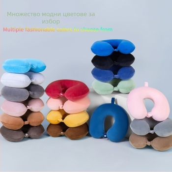 У-образна възглавница за шия с паметна пяна, мека спандексова обвивка, 360° опора на шийния прешлен, двойна върхова поддръжка, V-образна опора за челюстта.