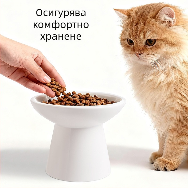 Керамична котешка купа от Shuo ni с антипреобръщане и защита на шията, повдигната стойка