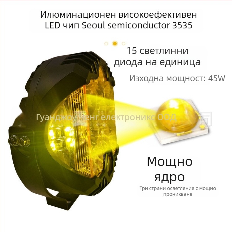 LED тристранна работна светлина за офроуд автомобил, 75W, 10–60V, 15725 lm, алуминиев корпус, модели W0275W0375W0475