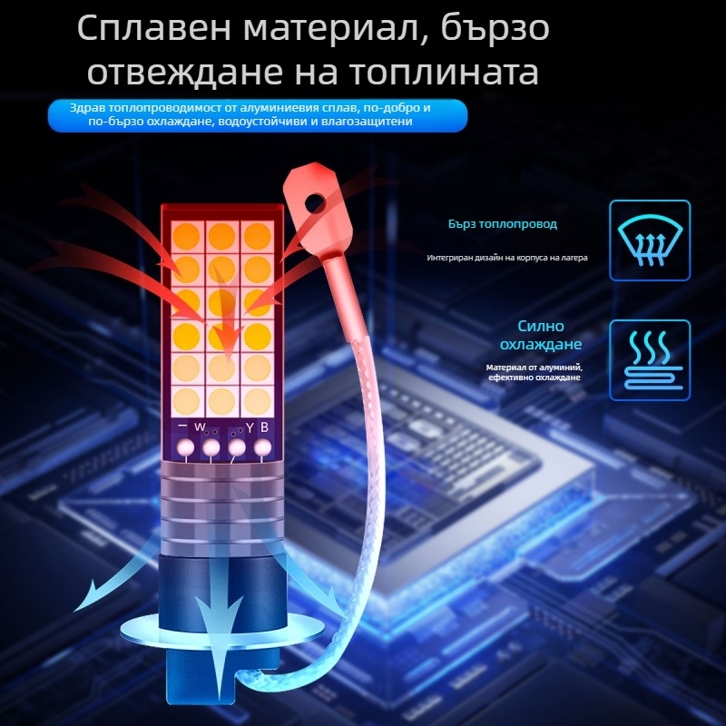 LED светлини за мъгла за автомобили – триецветни, модел 3030, 12V, алуминиев корпус