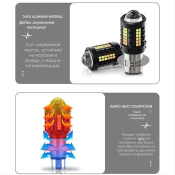 Фар за мотоциклет H4 със три-зъб монтаж, алуминиев корпус, 12-80V, 4000 lm, IP67