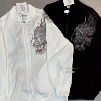 Яке с диамантено украса и UV защита за мъже, лято, без качулка, обикновена дебелина, цип, полиестер (Обикновена дебелина; Без качулка; цип; Лято; Полиестер)