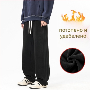 Мъжки спортно-ежедневни панталони от Ori Velvet, подплатени и дебели, свободен крой с права крачка, средна талия, закопчаване с връзка