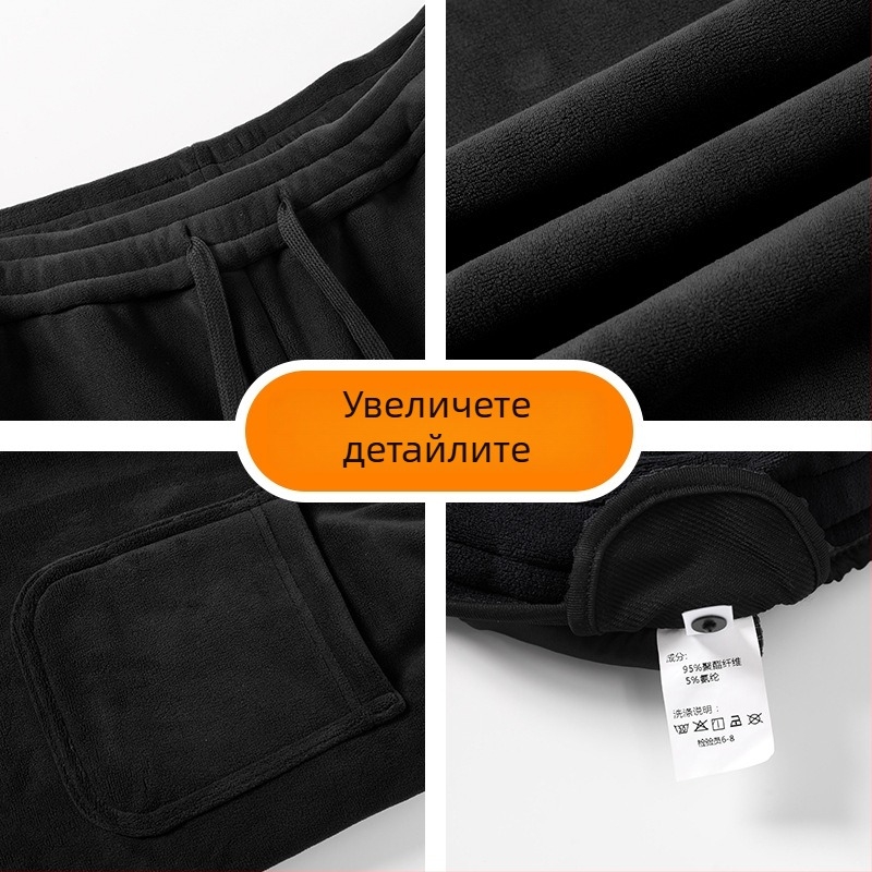 Мъжки спортно-ежедневни панталони от Ori Velvet, подплатени и дебели, свободен крой с права крачка, средна талия, закопчаване с връзка