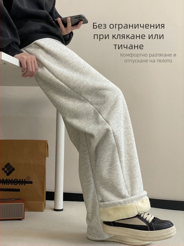Мъжки ежедневни панталони, средна талия, права кройка, закопчаване с копчета, полиестерно-памучна смес, градиентен модел, джобове с декор, подходящи за пролет и есен