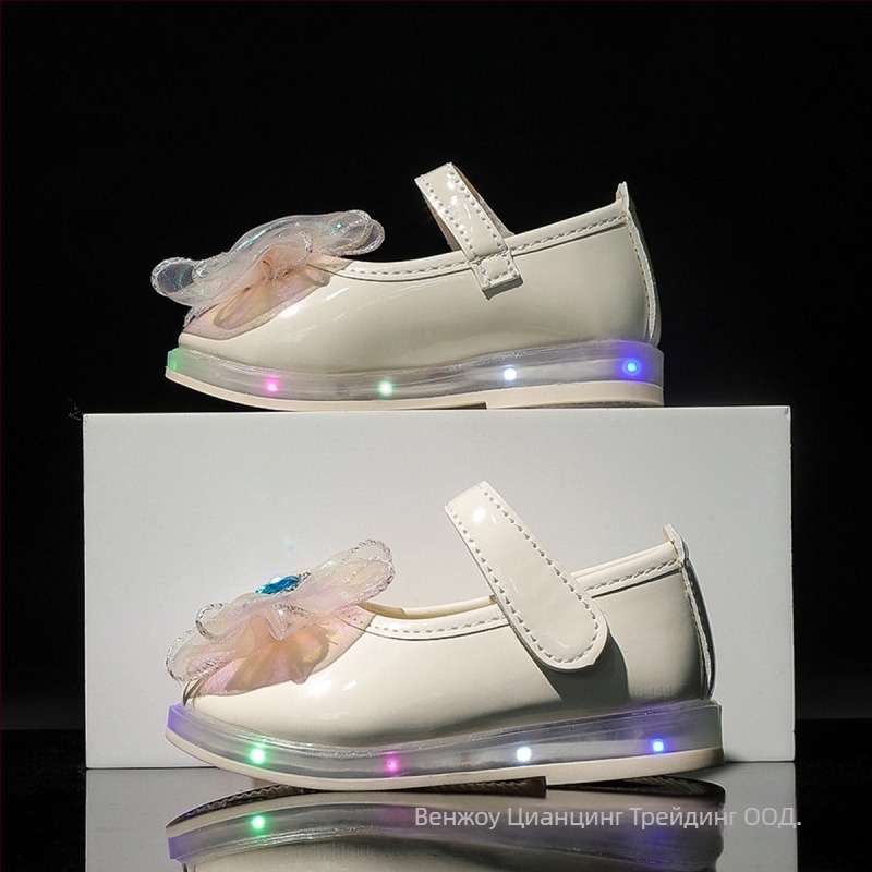 Детски обувки за принцеси PU кожа с велкро, нисък връх, гумирана подметка, противохлъзващи