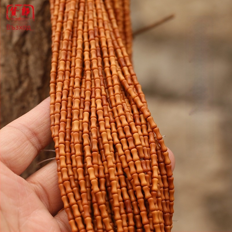 Дървена гривна с 108 мънини и бамбукови сегменти за DIY аксесоари и висулки към ключодържател