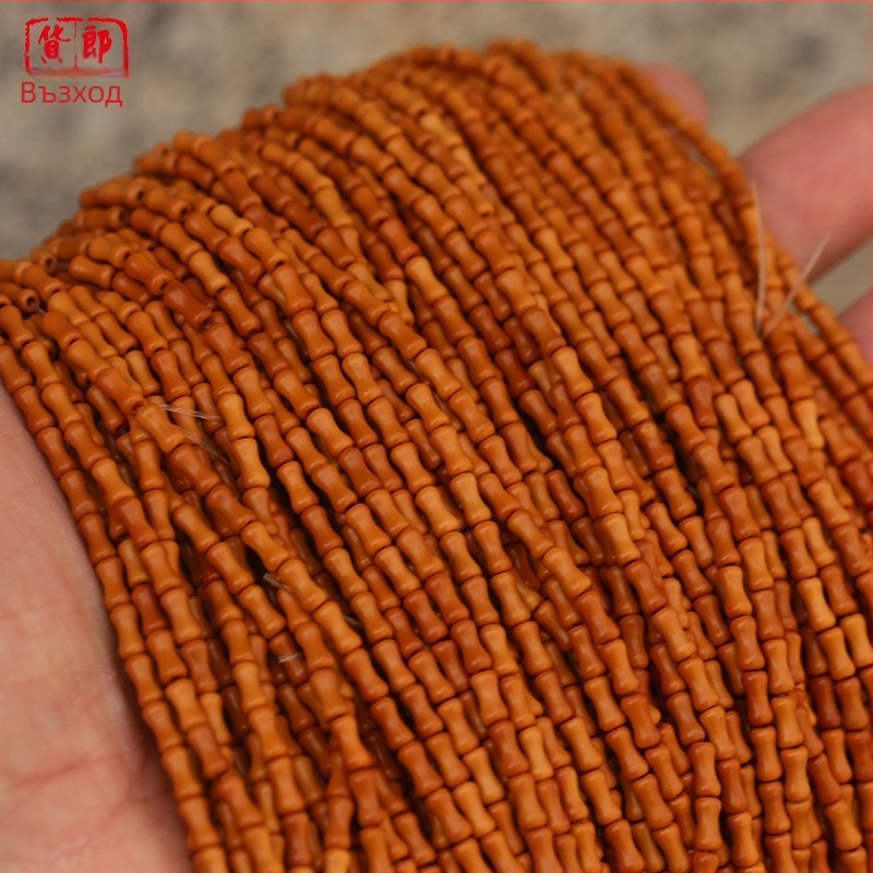 Дървена гривна с 108 мънини и бамбукови сегменти за DIY аксесоари и висулки към ключодържател