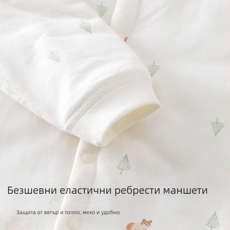 Бебешки гащеризон от 100% памук, дълъг ръкав, предно закопчаване, за деца 1–3 години (80–100 cm), ежедневен стил
