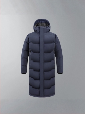 Унисекс плюс размер пухено яке със средна дължина, с качулка, водоустойчиво, съдържа 81–85% пух, пълнеж 200–300 г, дължина 100 см