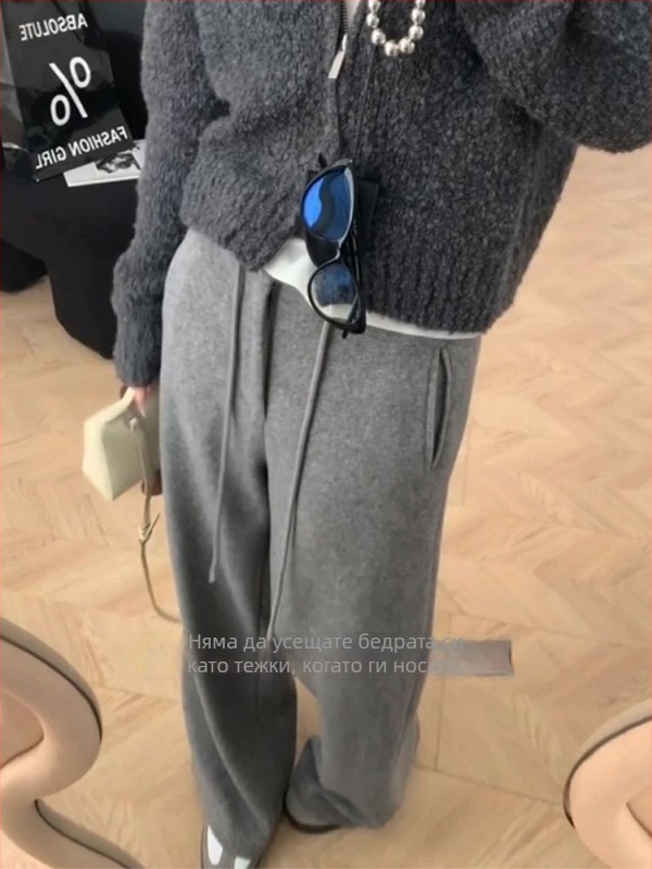 Женски широки панталони, полиестер 95%+, микроеластичност, ниска талия, удебелени