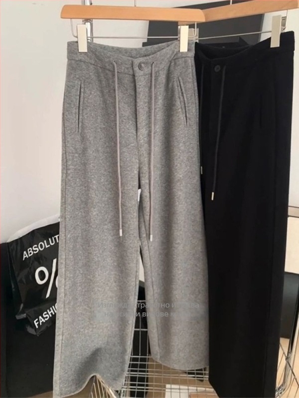 Женски широки панталони, полиестер 95%+, микроеластичност, ниска талия, удебелени