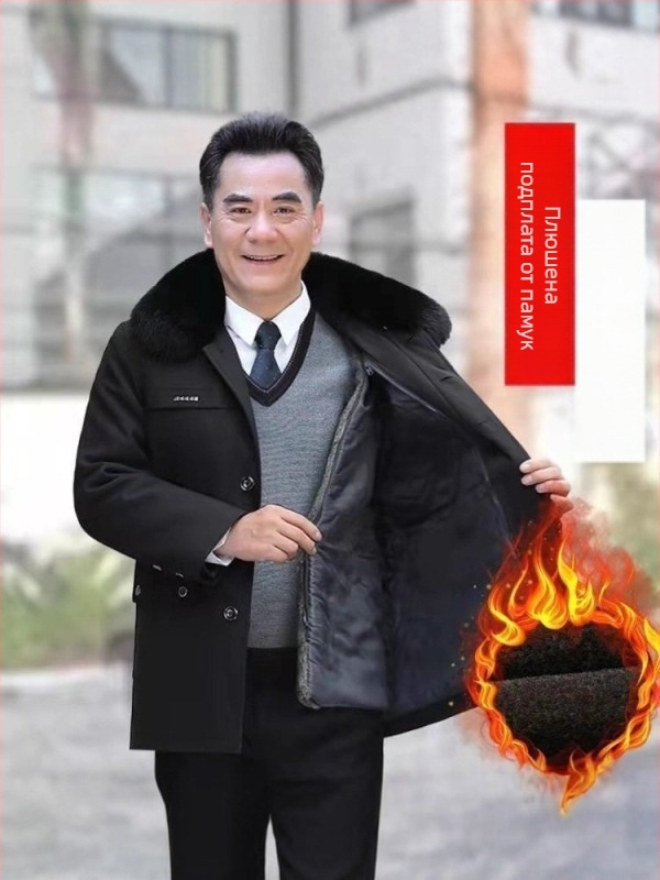 Мъжко памучно подплатено зимно яке за възрастни, с подвижни ръкави, лацерова яка, екстра дебело, еднобортово закопчаване, средна до дълга дължина