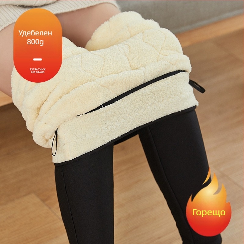 Зимни дамски панталони с висока талия, супер дебели, 3D текстура, Slim Fit молив стил, полиестер с коприна