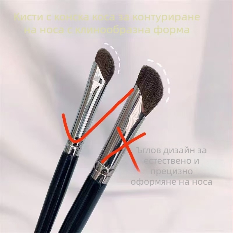 Контурна четка за носа, конски косъм, дървена дръжка, дължина на косъма 1 см, обща дължина 15 см, 1 бр