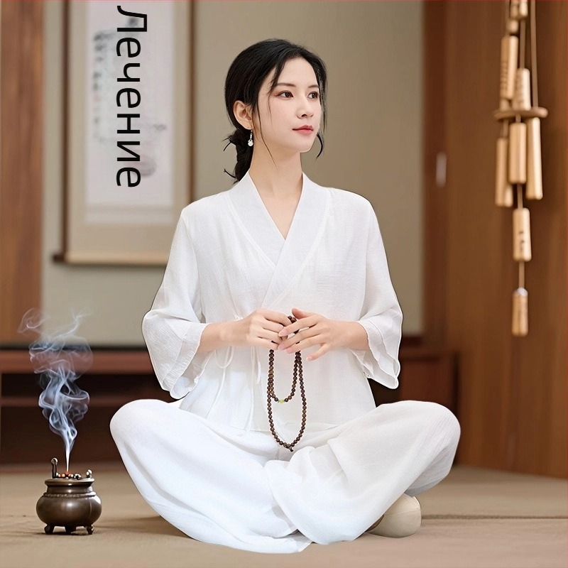 Женски Zen вдъхновен комплект за медитация с пайпинг, полиестерна тъкан, основно съдържание на основната тъкан под 30%, 2025