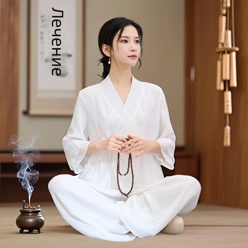 Женски Zen вдъхновен комплект за медитация с пайпинг, полиестерна тъкан, основно съдържание на основната тъкан под 30%, 2025