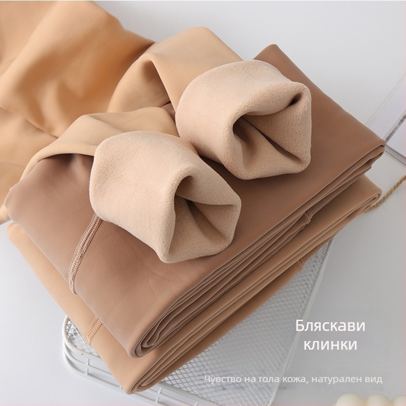 Дамски дебели подплатени чорапогащи за зима, висока талия, смес найлон и полиестер, висока еластичност, цял модел