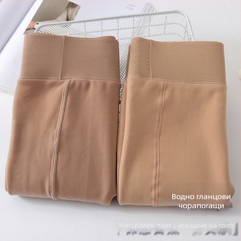 Чорапогащи за жени с вътрешен флис, дебели, висока талия, нейлон-полиестерова смес, 95% нейлон, висока еластичност (С вътрешен флис, дебели, висока талия, 95% нейлон, нейлон-полиестерова смес)