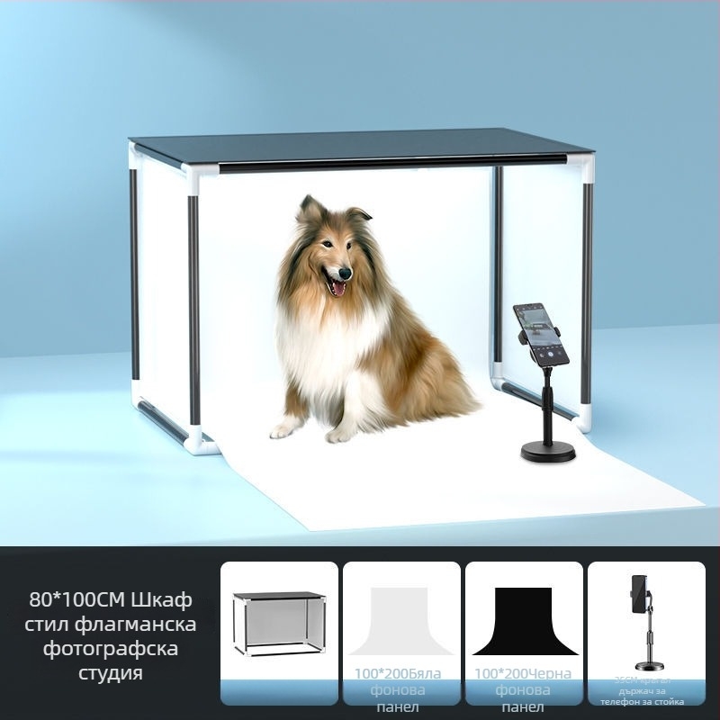 LED светлина за запълване за fotografия на бижута — преносимо фото студио, 40W, три температури на светлината, настолно използване, меко осветление без сенки