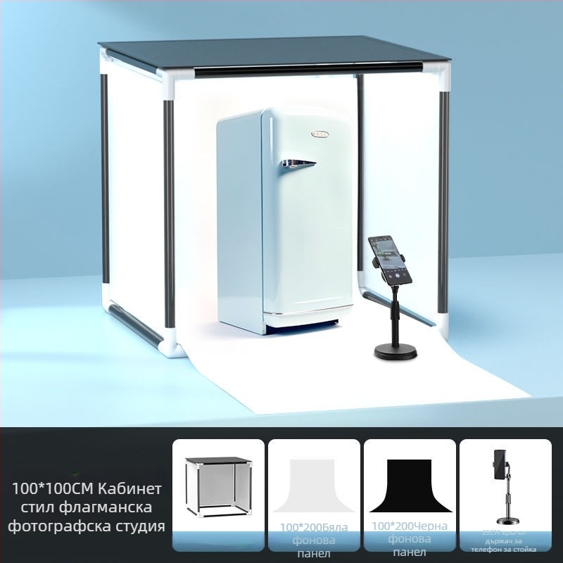 LED светлина за запълване за fotografия на бижута — преносимо фото студио, 40W, три температури на светлината, настолно използване, меко осветление без сенки