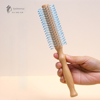 Дървен цилиндричен гребен за къдрене