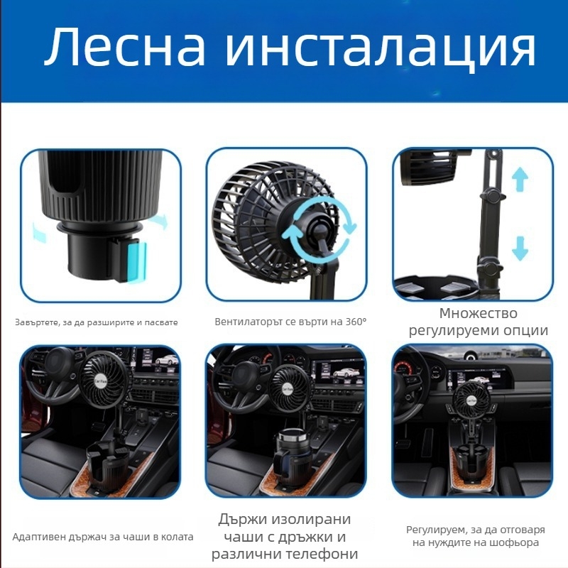 Автомобилен вентилатор за държач на чаши – ABS корпус, модел Xc-sbj38, код на продукта Xc-sbj38, монтиране на табло, марка XCLPF