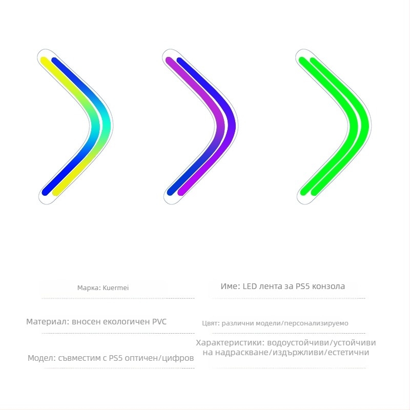 PS5 защитен филм със градиентна LED лента за осветление, PVC 0,1 мм, водоустойчив и антизамърсяващ, персонализирана настройка