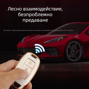 TPU калъф за ключове с златен кант за Beijing Hyundai: Santa Fe, ix35, Festa, ix25, Elantra и Mistra