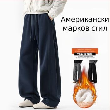 Мъжки спортни панталони с прав силует, триизмерна кройка и панелен дизайн, 64% памук 36% полиестер