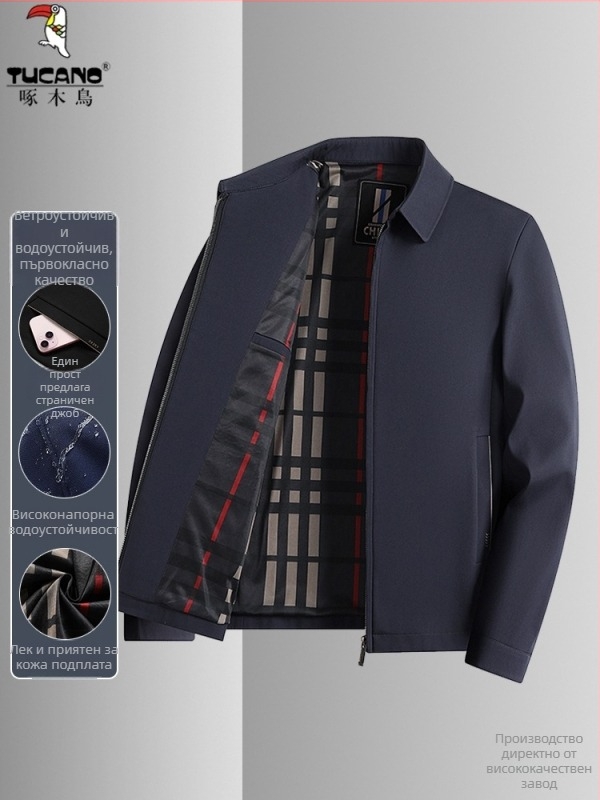 Woodpecker 2025 пролетно-есенно външно облекло с лацкан яка, дълъг ръкав, цип, свободна кройка