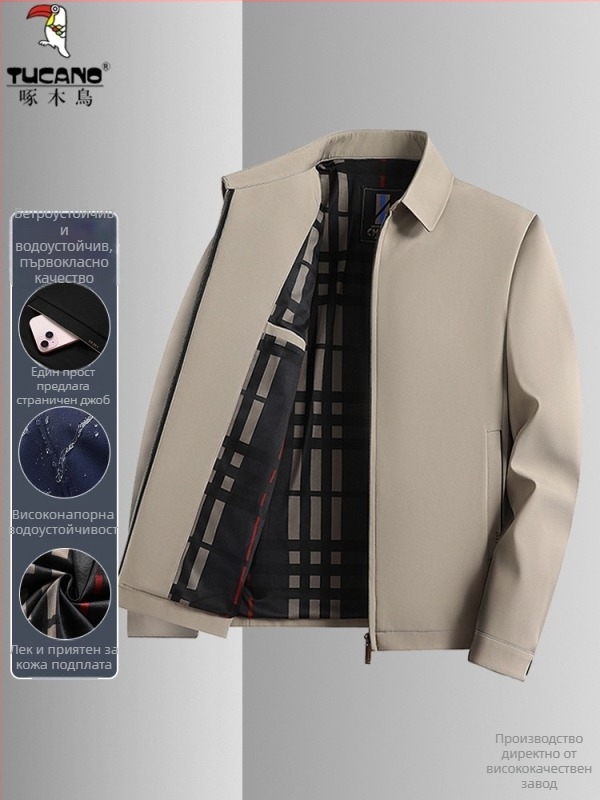 Woodpecker 2025 пролетно-есенно външно облекло с лацкан яка, дълъг ръкав, цип, свободна кройка