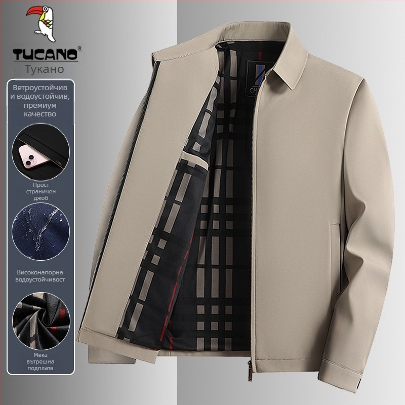 Woodpecker 2025 пролетно-есенно външно облекло с лацкан яка, дълъг ръкав, цип, свободна кройка