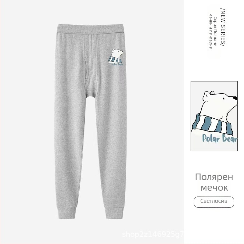 Мъжки памучни термални долни панталони за есен-зима, еднослойни, 100% памук, дишащи, средна топлина, 181–200 g/m², за мъже 18–40 г