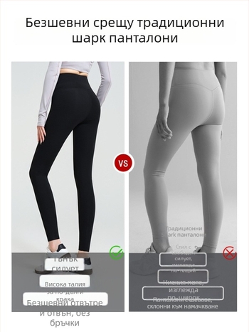 Дамски леггинси за йога – полиестер/найлонова смес (50–70% полиестер), висока еластичност, дължина 9/10, тесен силует, есен 2025