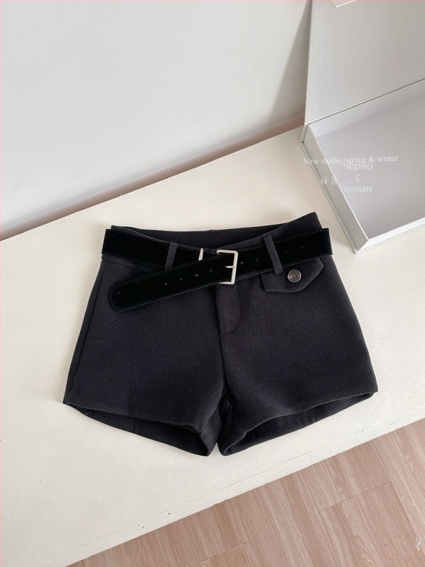 Дамски шорти от вълнено-полиестерова смес, три четвърти дължина, нисък талия, дебела зимна материя, корейско-японски свободен стил