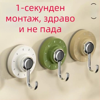 Въртяща се пластмасова вакуумна закачалка, без пробиване, стенен монтаж, за кухня и баня