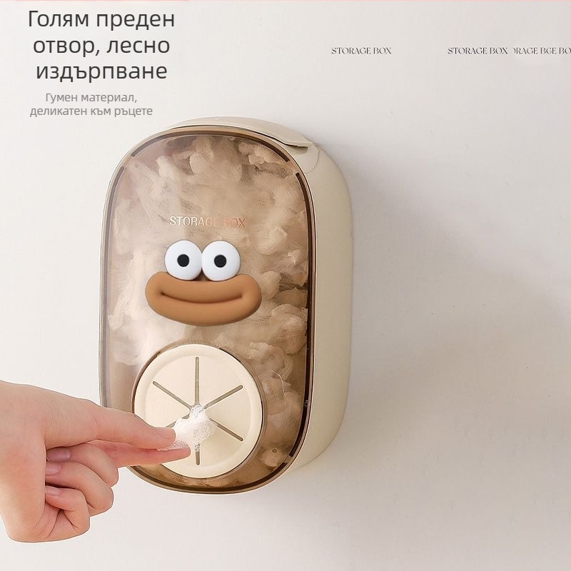 Стенно пластмасова кутия за съхранение на хранително фолио в кухнята — без пробиване, карикатурен дизайн