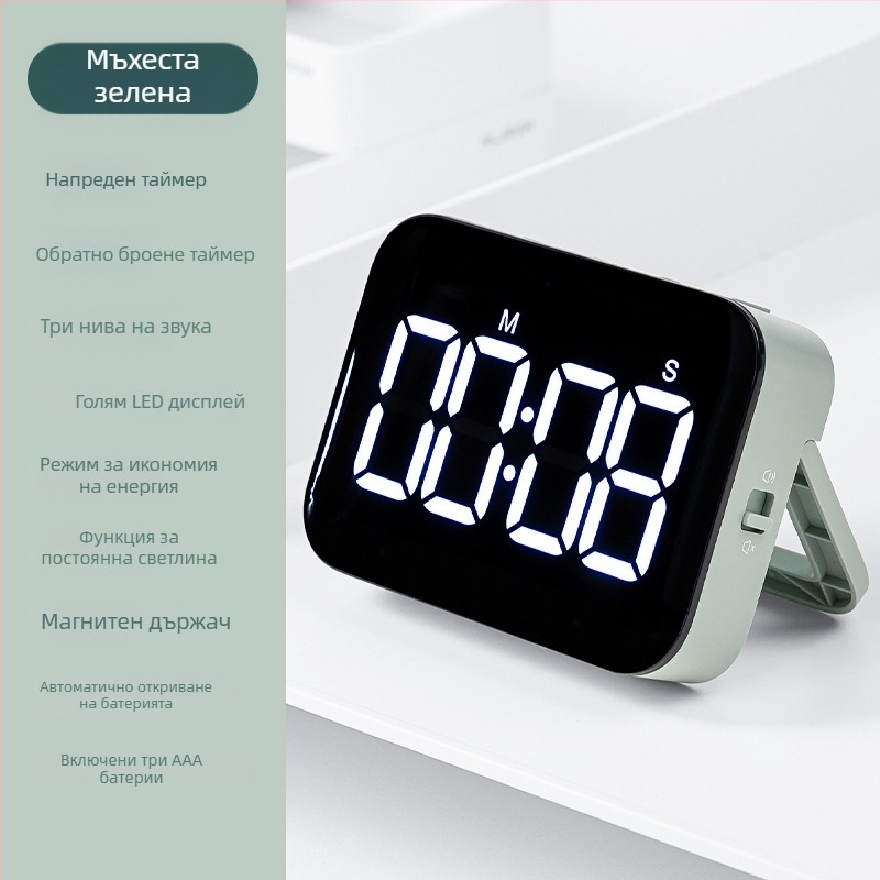 Deli NS883 цифров таймер с термометър, LED дисплей, батерийно захранване, ABS корпус