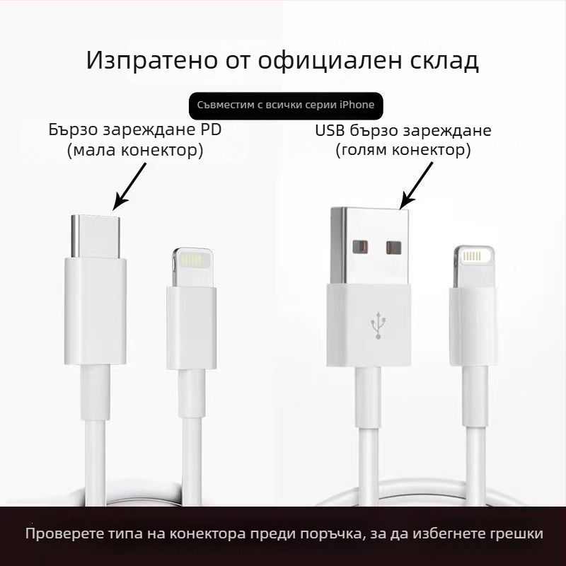 Junlang PD USB кабел за бързо зареждане и пренос на данни за iPhone 6–14