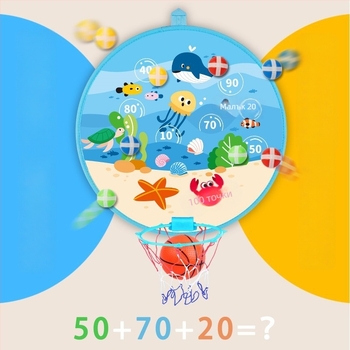 2-в-1 вътрешен детски кош за баскетбол и дартс с лепяща топка, тежи до 0,5 кг, Материал: Друг, Персонализирана обработка