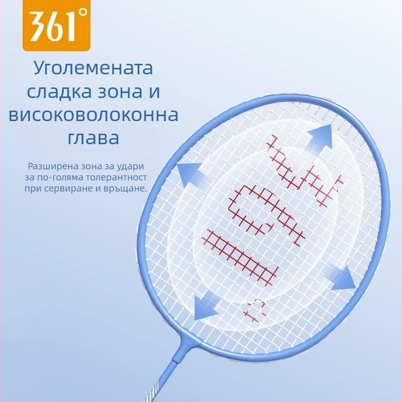 Набор от две бадминтон ракети, изключително леко тегло 95–100 g, рамка от железен сплав, струни от найлон, директен удар, грип G5, за начинаещи офанзивен стил