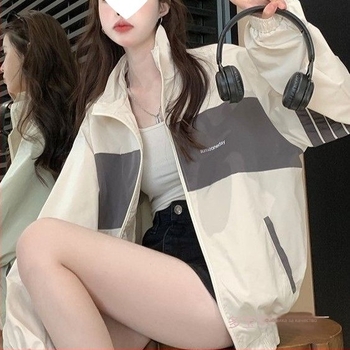 Дамско късо бейзболно яке без ръкави, свободна кройка, стояща яка, Chenille тъкан, спандекс 95%+