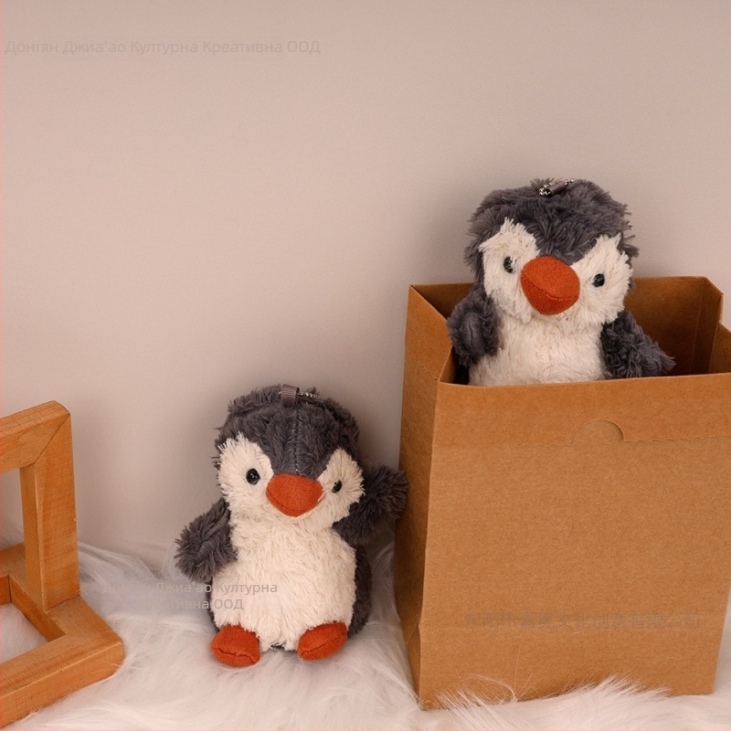 Плюшено пингвинче с кръгли крачета – кукла за чанта, супер мека къса плюш, пълнеж PP памук, мултифункционален ключодържател
