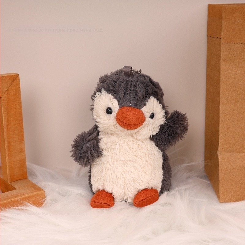 Плюшено пингвинче с кръгли крачета – кукла за чанта, супер мека къса плюш, пълнеж PP памук, мултифункционален ключодържател