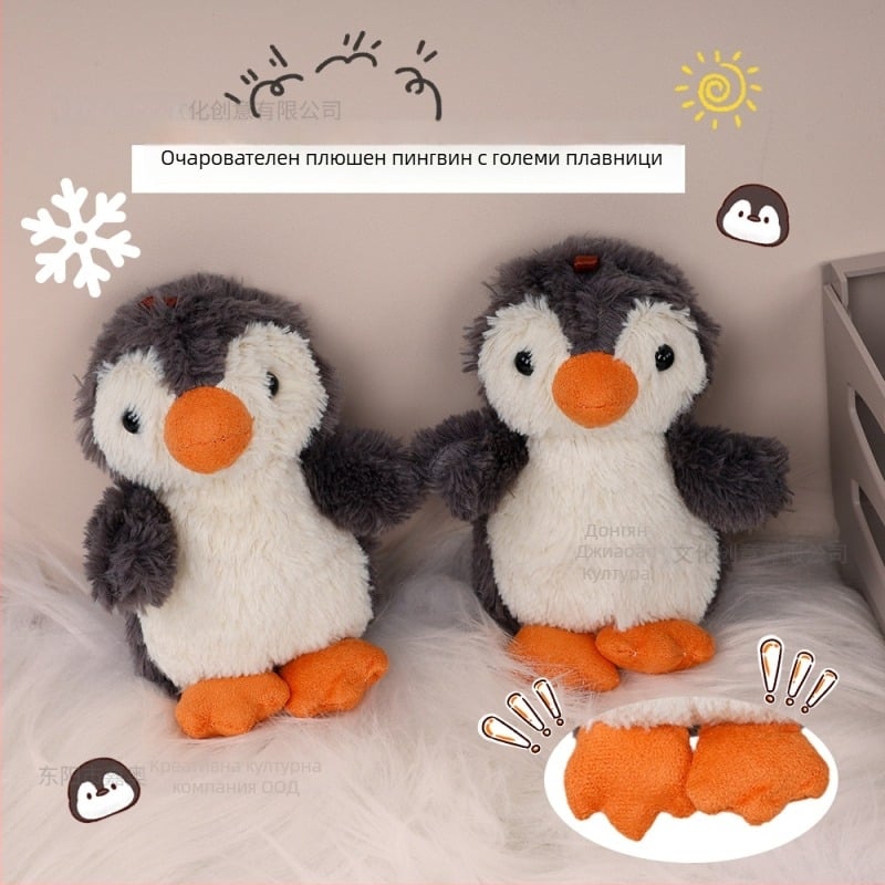 Плюшено пингвинче – ключодържател, пълнеж PP памук, супер мека къса плюш, унисекс