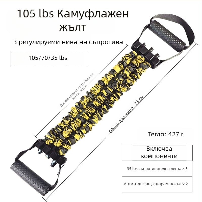 Chest Expander Pull Rope – Латекс, 25/105/135 lb, Тренировка на гръдни мускули, За възрастни