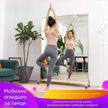 Преносимо танцово огледало с колела, алуминиев корпус, прост стил, модел Yoga fitness mirror